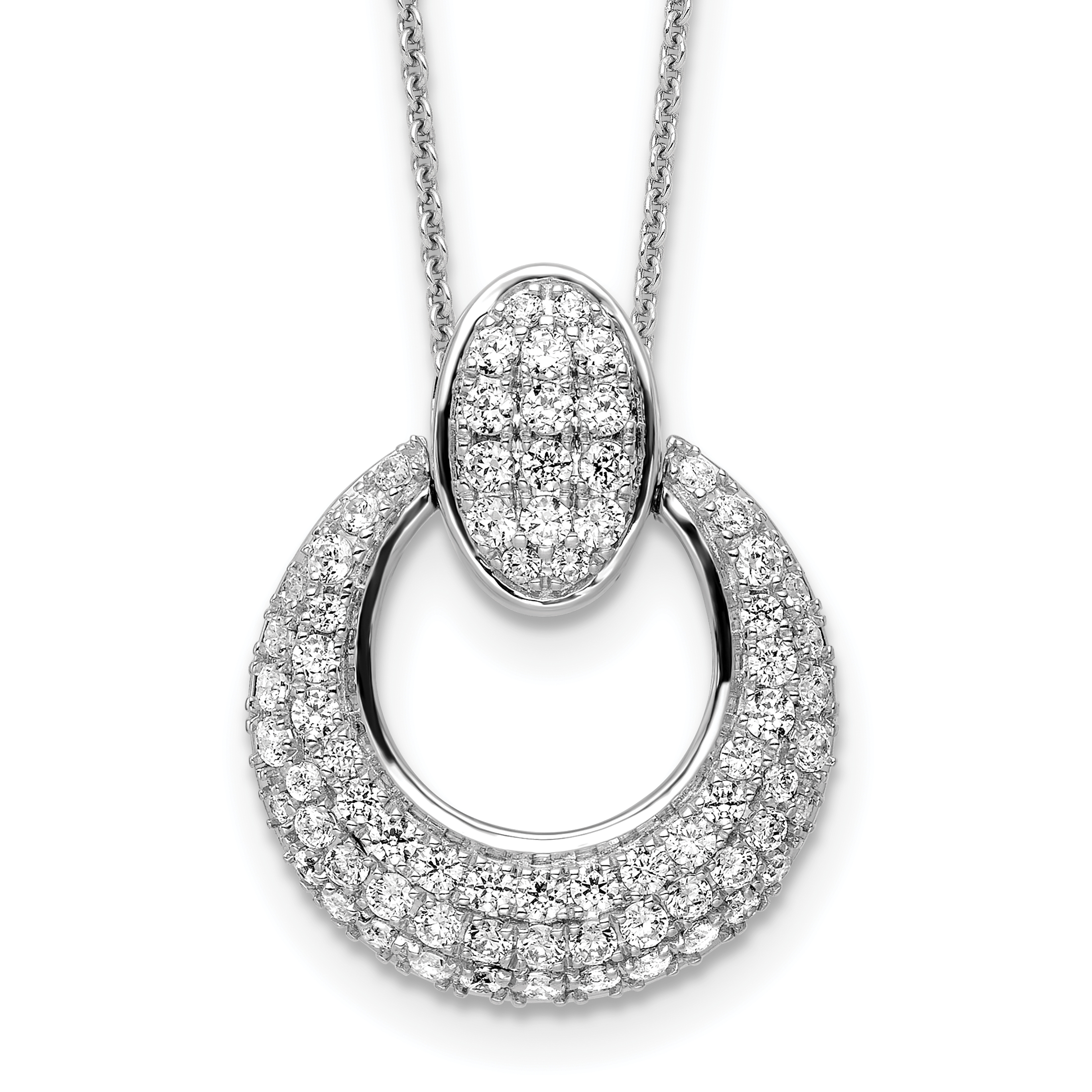 True Origin 14k White Gold 1 1/6 carat Lab Grown Diamond VS DEF 18 inch Fancy Circle Pendant Necklace (PM8606-115-WLD)