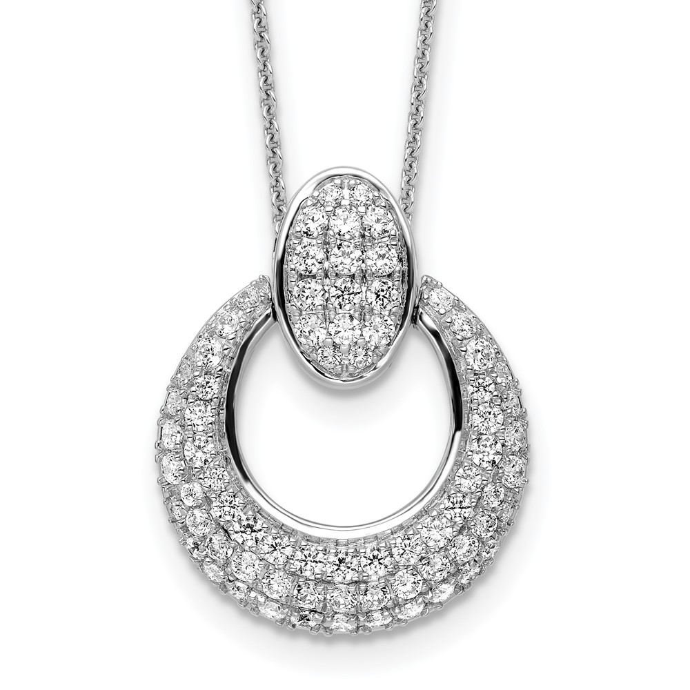 True Origin 14k White Gold 1 1/6 carat Lab Grown Diamond VS DEF 18 inch Fancy Circle Pendant Necklace (PM8606-115-WLD)
