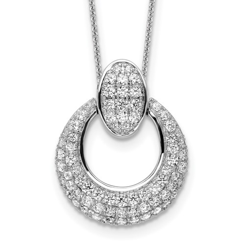 True Origin 14K White Gold 1.17 Carat Lab Grown Diamond VS+ F+ Complete Circle Pendant Necklace, 18"