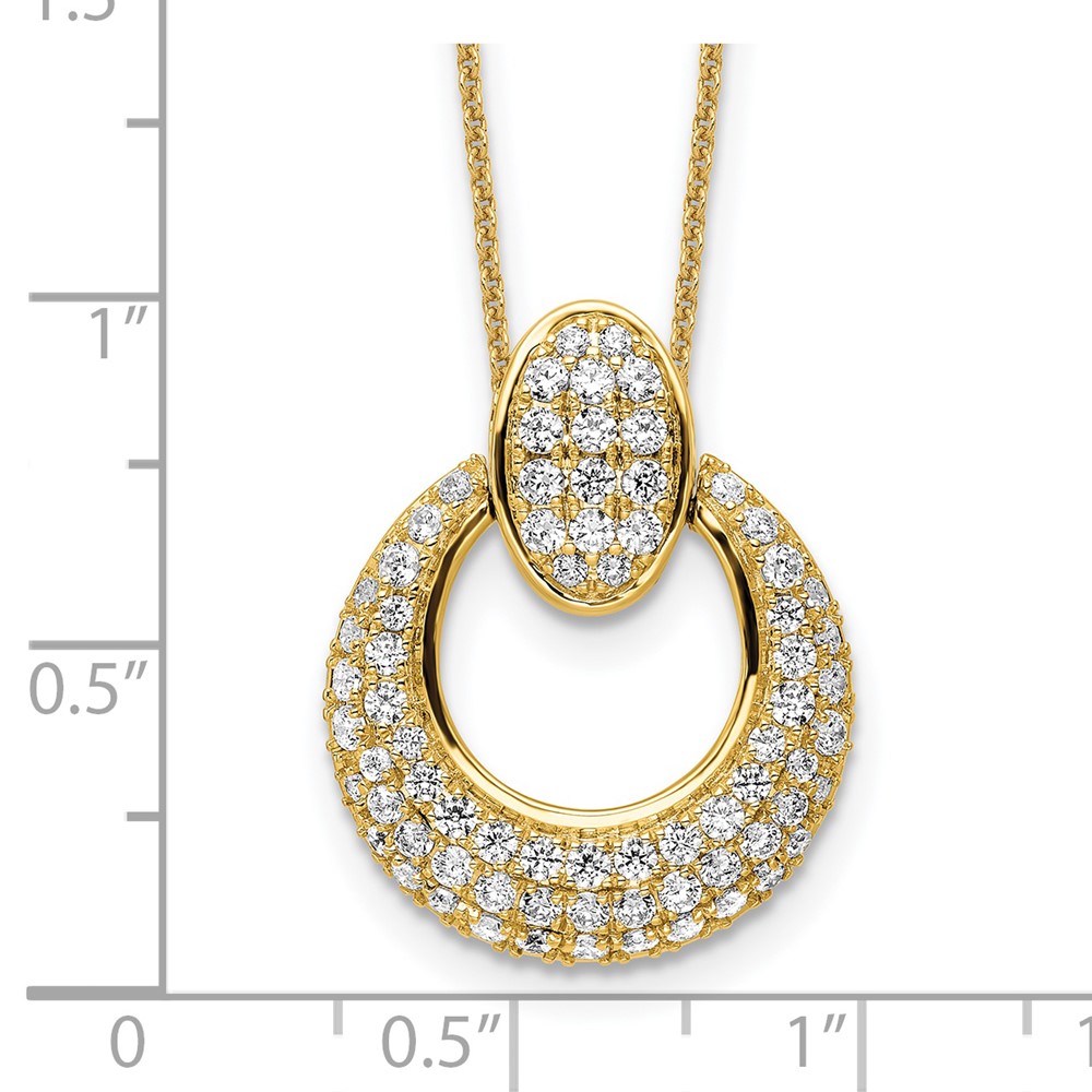 True Origin 14k 1 1/6 carat Lab Grown Diamond VS DEF 18 inch Fancy Circle Pendant Necklace (PM8606-115-YLD)