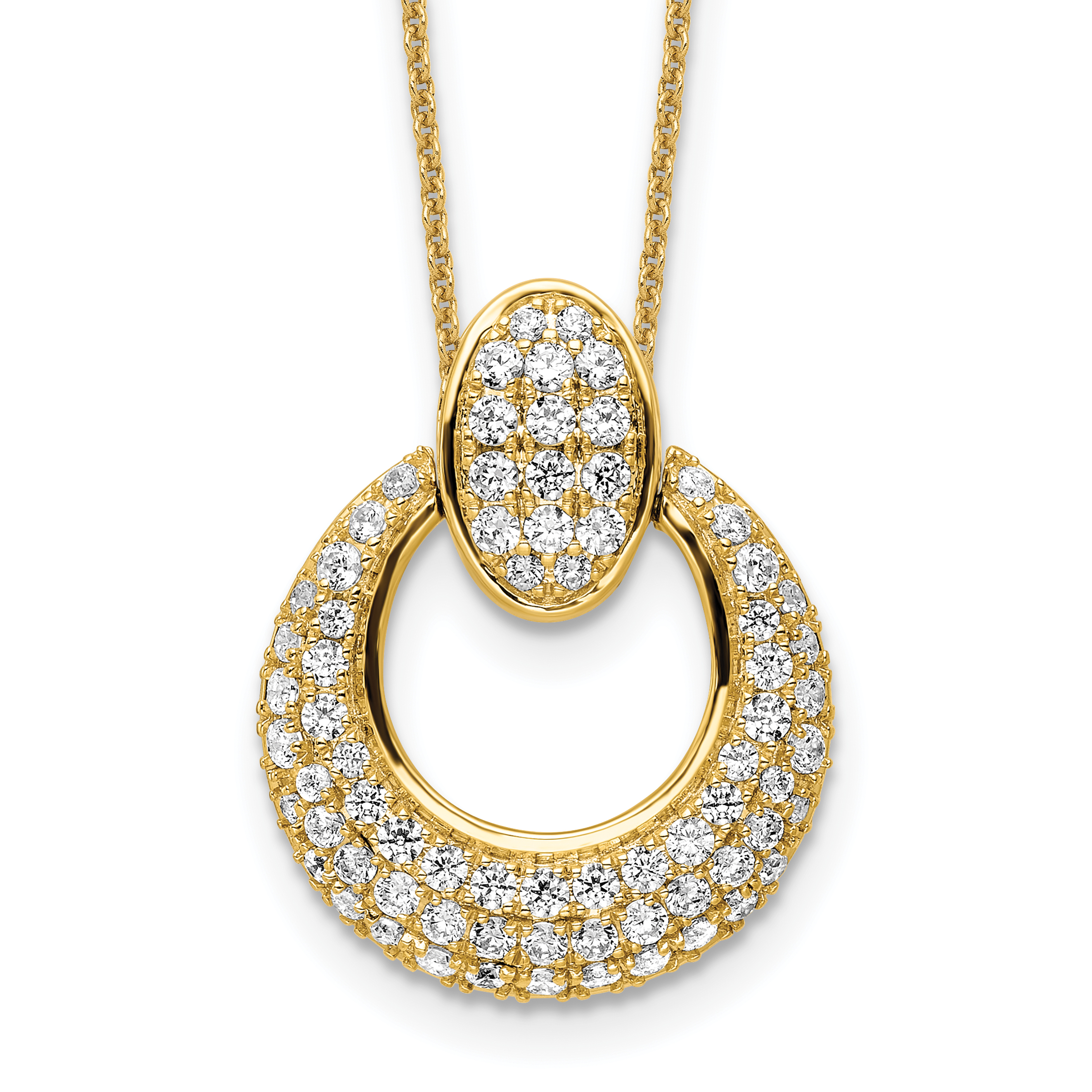 True Origin 14k 1 1/6 carat Lab Grown Diamond VS DEF 18 inch Fancy Circle Pendant Necklace (PM8606-115-YLD)