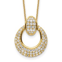 True Origin 14K Yellow Gold 1.17 Carat Lab Grown Diamond VS+ F+ Complete Circle Pendant Necklace, 18" view 1