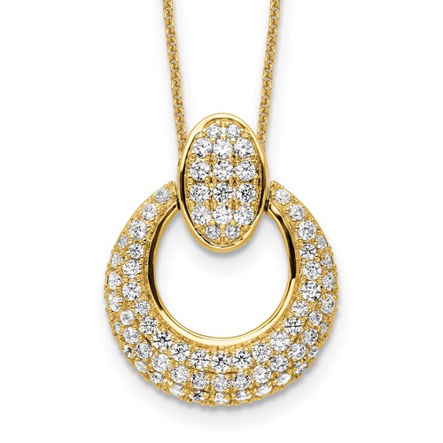 True Origin 14K Yellow Gold 1.17 Carat Lab Grown Diamond VS+ F+ Complete Circle Pendant Necklace, 18"