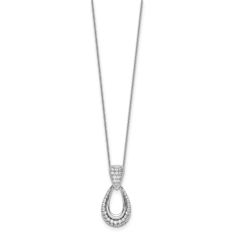 True Origin 14k White Gold 1/2 carat Lab Created Diamond VS DEF 18 inch Fancy Teardrop Necklace