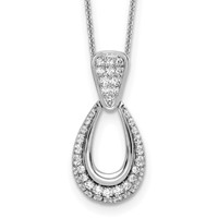 True Origin 14K White Gold 0.50 Carat Lab Grown Diamond VS+ F+ Complete Teardrop Necklace, 18" view 1