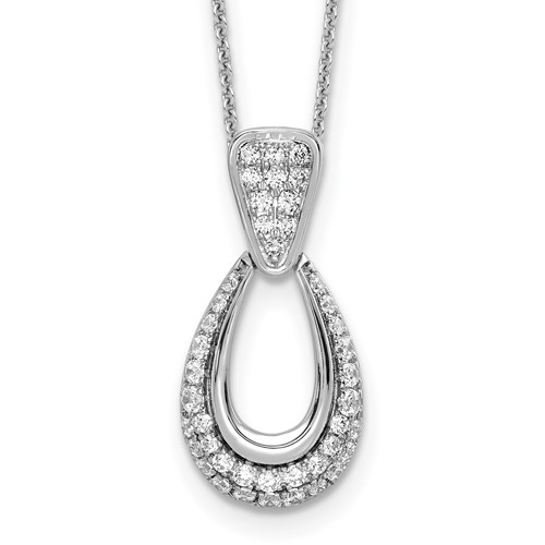 True Origin 14K White Gold 0.50 Carat Lab Grown Diamond VS+ F+ Complete Teardrop Necklace, 18"