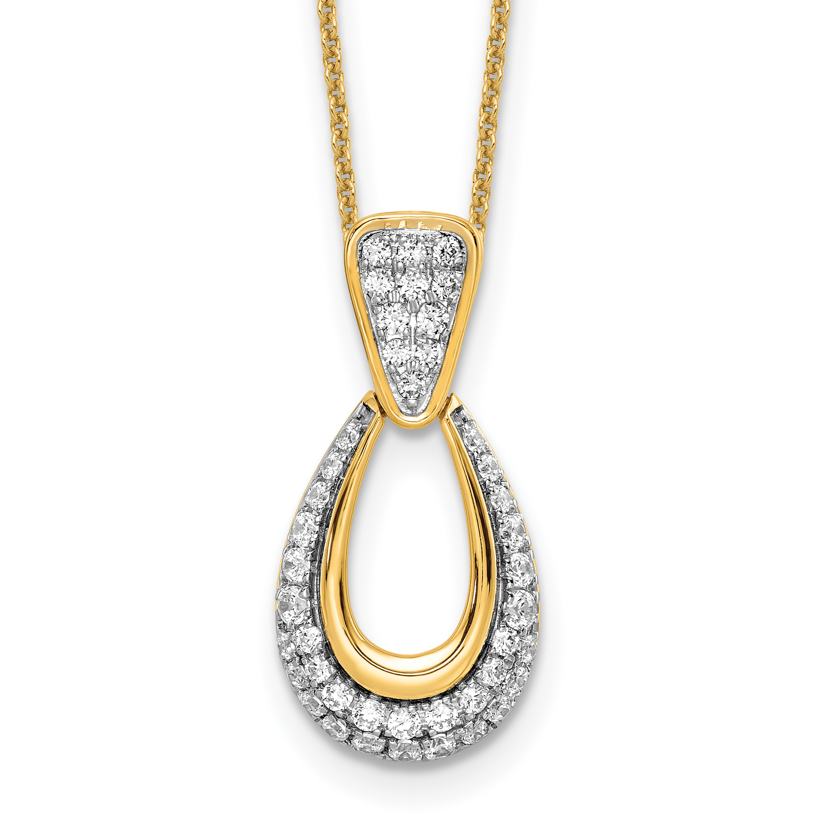 True Origin 14k 1/2 carat Lab Created Diamond VS DEF 18 inch Fancy Teardrop Necklace (PM8607-056-YLD)