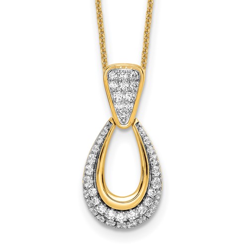 True Origin 14K Yellow Gold 0.50 Carat Lab Grown Diamond VS+ F+ Complete Teardrop Necklace, 18"