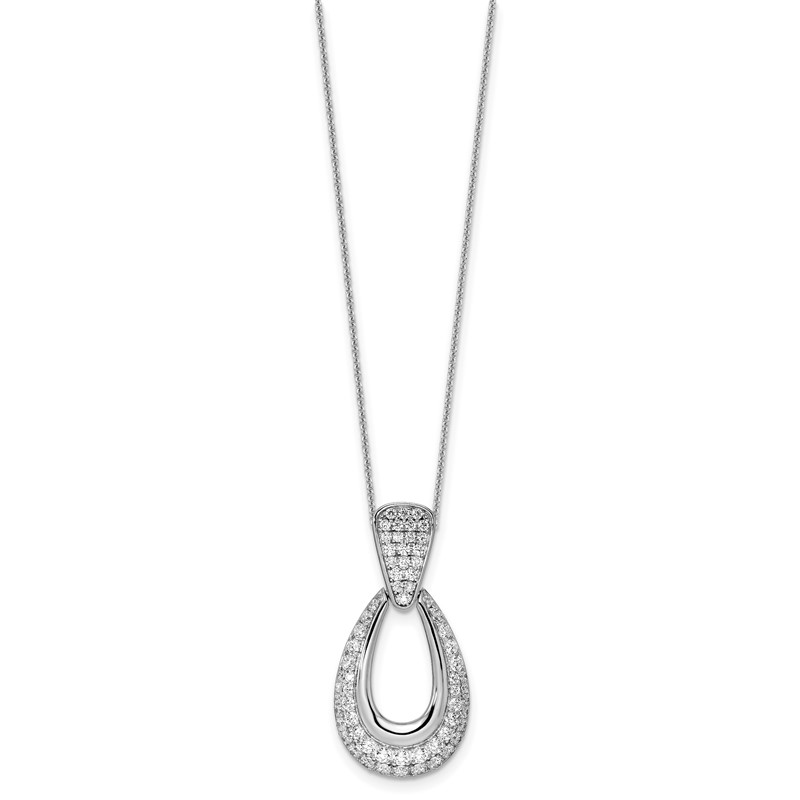 True Origin 14k White Gold 1 1/3 carat Lab Created Diamond VS DEF 18 inch Fancy Teardrop Necklace