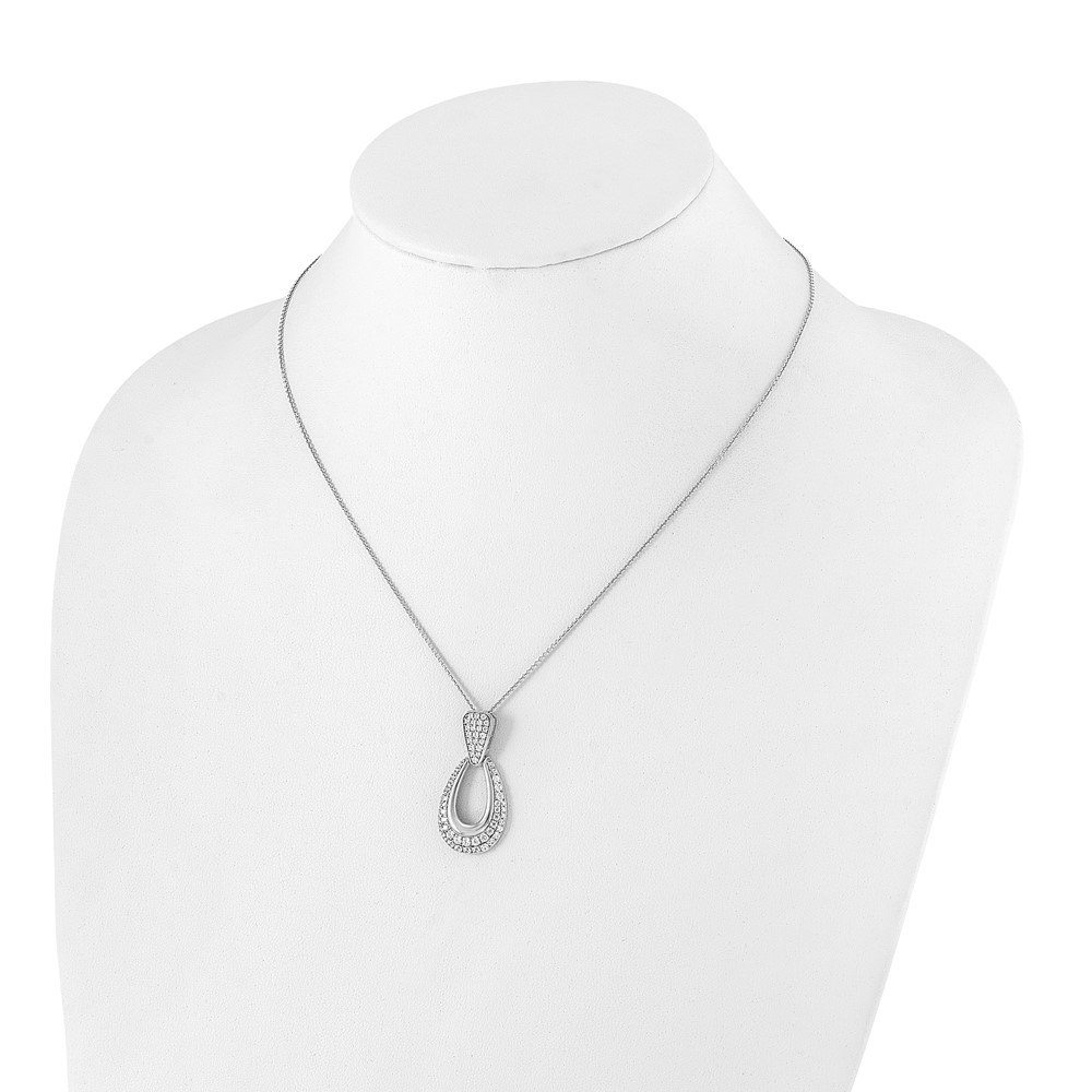 True Origin 14k White Gold 1 1/3 carat Lab Created Diamond VS DEF 18 inch Fancy Teardrop Necklace (PM8607-130-WLD)
