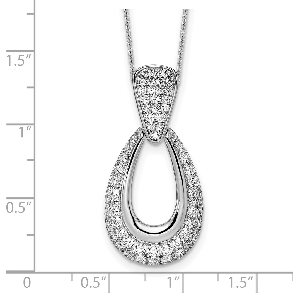 True Origin 14k White Gold 1 1/3 carat Lab Created Diamond VS DEF 18 inch Fancy Teardrop Necklace (PM8607-130-WLD)