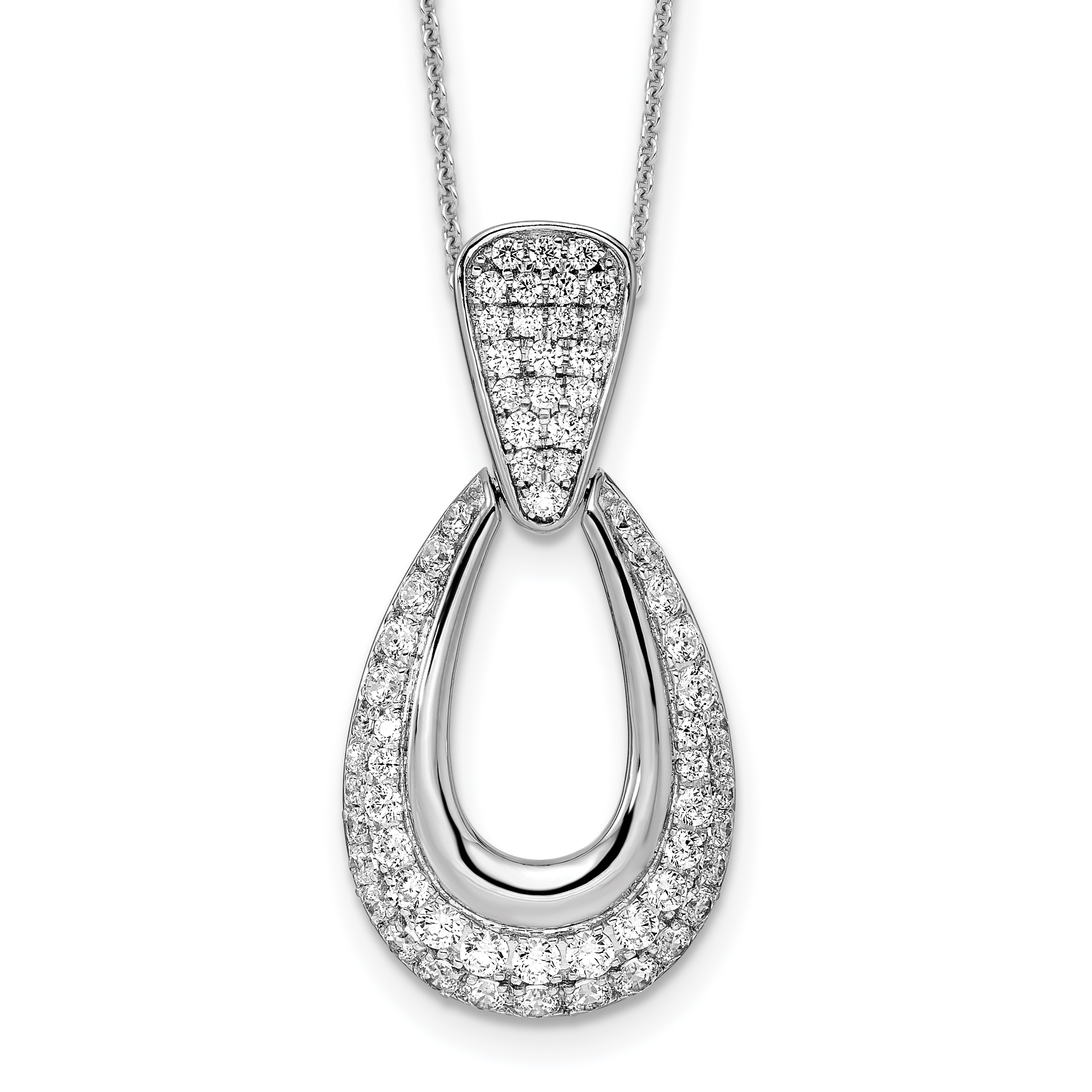 True Origin 14k White Gold 1 1/3 carat Lab Created Diamond VS DEF 18 inch Fancy Teardrop Necklace (PM8607-130-WLD)