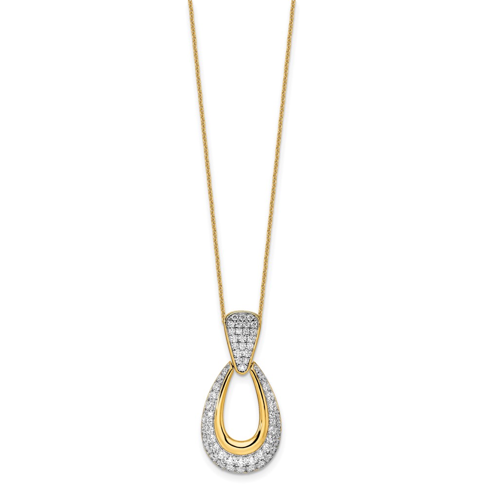 True Origin 14k 1 1/3 carat Lab Created Diamond VS DEF 18 inch Fancy Teardrop Necklace (PM8607-130-YLD)
