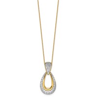 True Origin 14K Yellow Gold 1.33 Carat Lab Grown Diamond VS+ F+ Complete Teardrop Necklace, 18" view 2