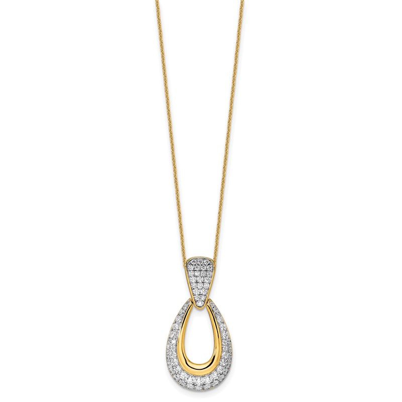 True Origin 14k 1 1/3 carat Lab Created Diamond VS DEF 18 inch Fancy Teardrop Necklace
