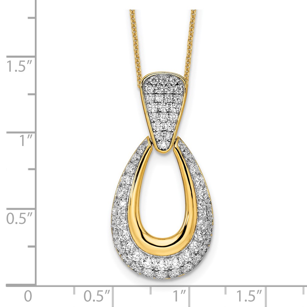 True Origin 14k 1 1/3 carat Lab Created Diamond VS DEF 18 inch Fancy Teardrop Necklace (PM8607-130-YLD)