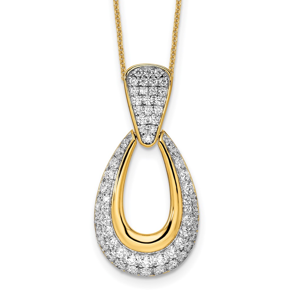 True Origin 14k 1 1/3 carat Lab Created Diamond VS DEF 18 inch Fancy Teardrop Necklace (PM8607-130-YLD)