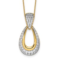 True Origin 14K Yellow Gold 1.33 Carat Lab Grown Diamond VS+ F+ Complete Teardrop Necklace, 18" view 1