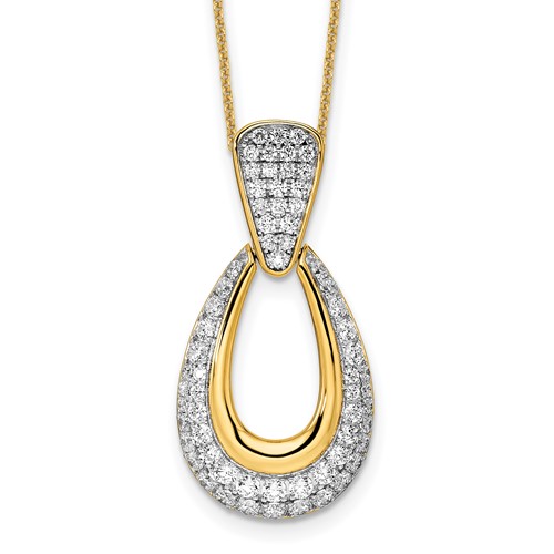 True Origin 14K Yellow Gold 1.33 Carat Lab Grown Diamond VS+ F+ Complete Teardrop Necklace, 18"