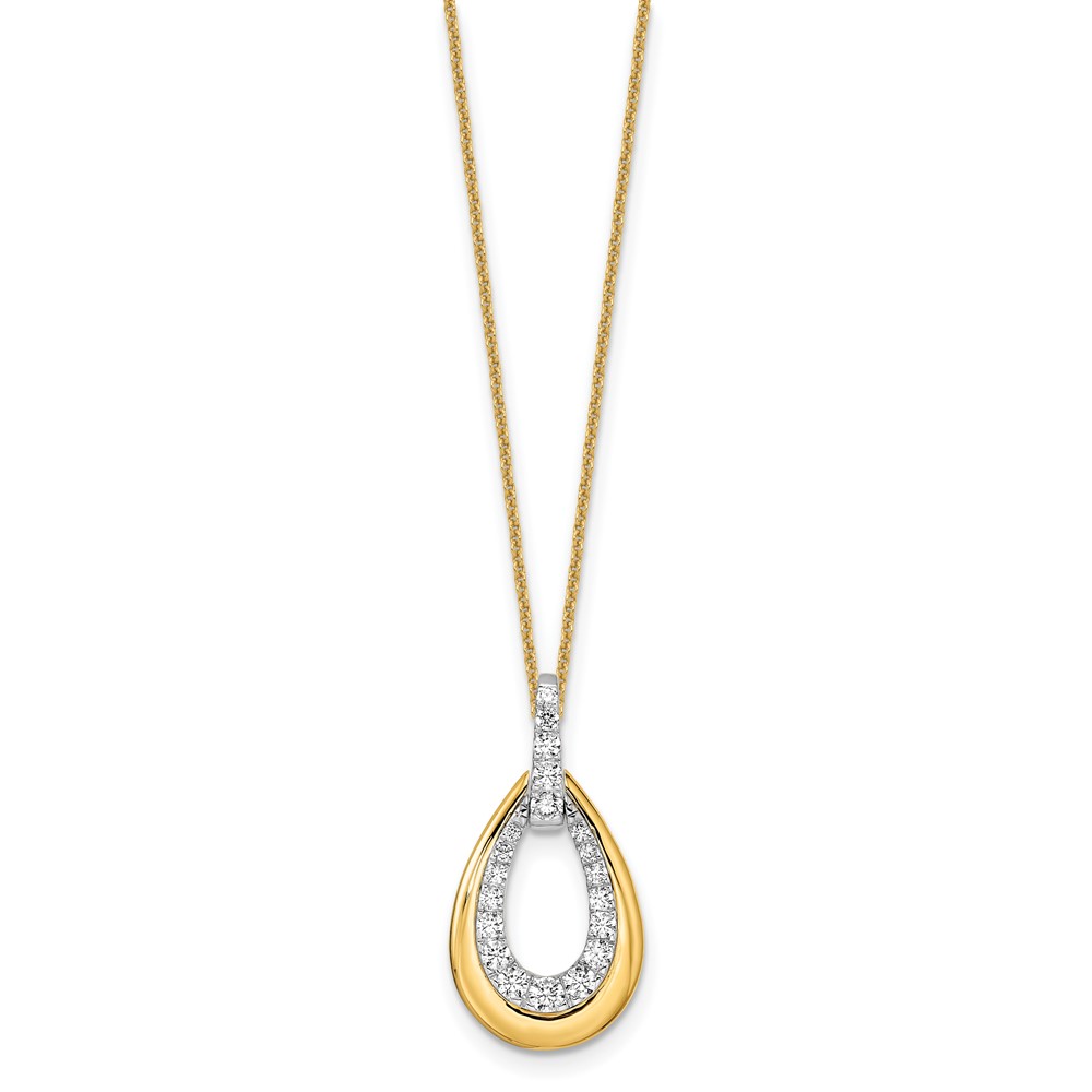 True Origin 14K Two-tone 5/8 carat Lab Grown Diamond VS DEF 18 inch Fancy Teardrop Necklace (PM8611-060-YWLD)