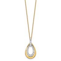 True Origin 14K Two Tone Yellow and White Gold 0.62 Carat Lab Grown Diamond VS+ F+ Complete Teardrop Necklace, 18" view 2