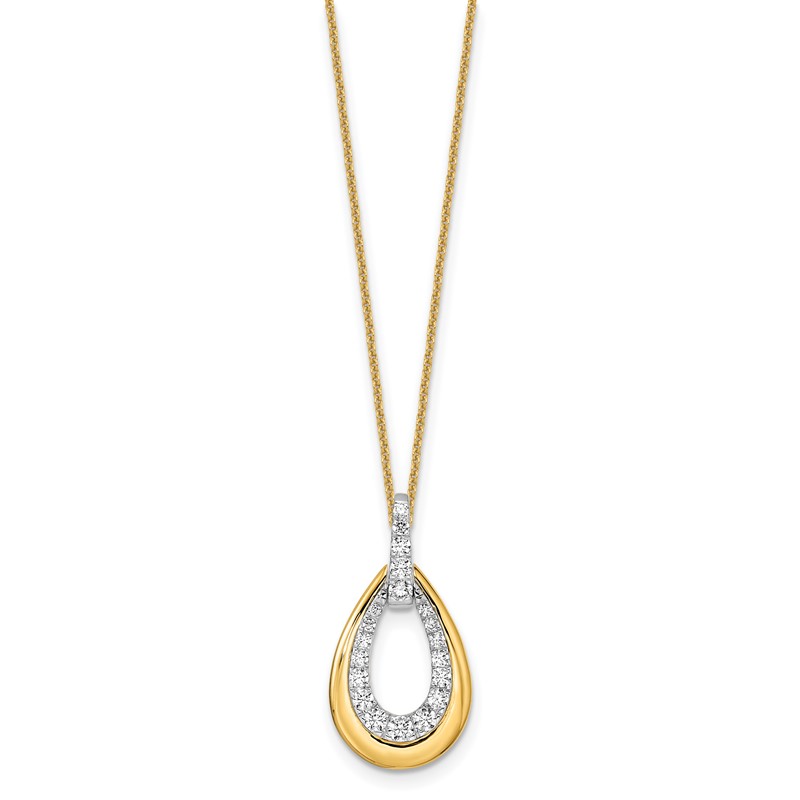 True Origin 14K Two-tone 5/8 carat Lab Grown Diamond VS DEF 18 inch Fancy Teardrop Necklace