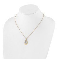 True Origin 14K Two Tone Yellow and White Gold 0.62 Carat Lab Grown Diamond VS+ F+ Complete Teardrop Necklace, 18" view 4