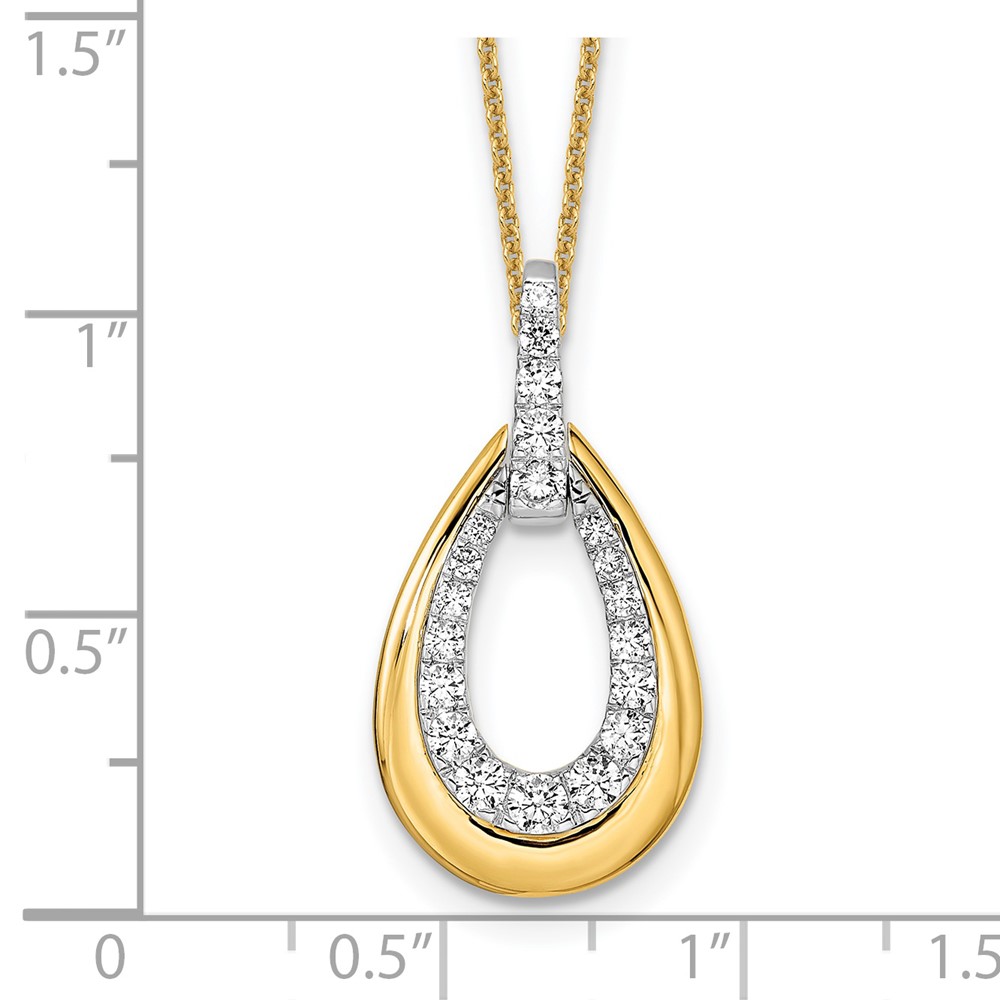 True Origin 14K Two-tone 5/8 carat Lab Grown Diamond VS DEF 18 inch Fancy Teardrop Necklace (PM8611-060-YWLD)