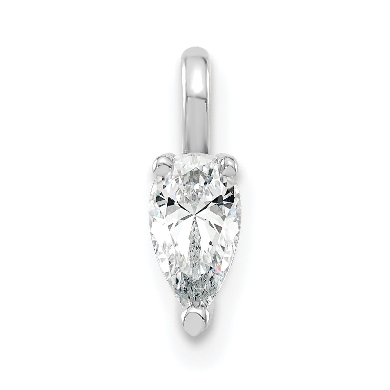 14K White Gold Lab Grown Diamond VS/SI+ G+ 5.85x3.0mm Pear Solitaire Pendan