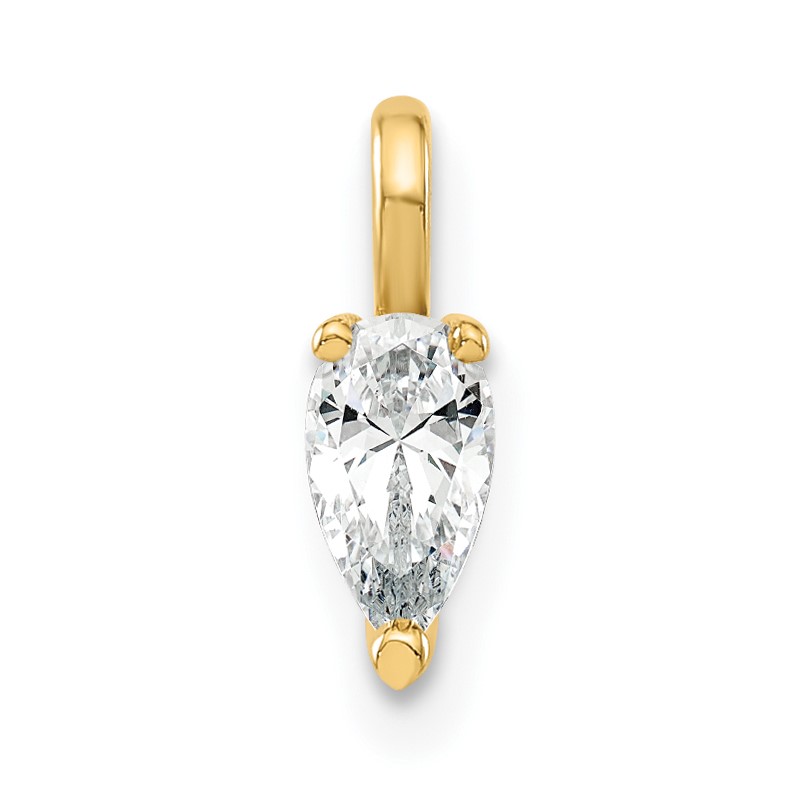 14K Lab Grown Diamond VS/SI+ G+ 5.85x3.0mm Pear Solitaire Pendant