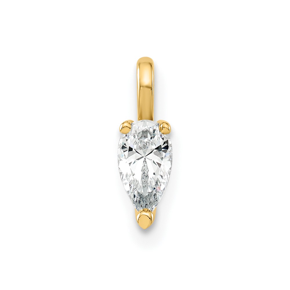 14ky 5.85x3.0mm Pear Lab Grown Diamond SI+, H+, Solitaire Pendant