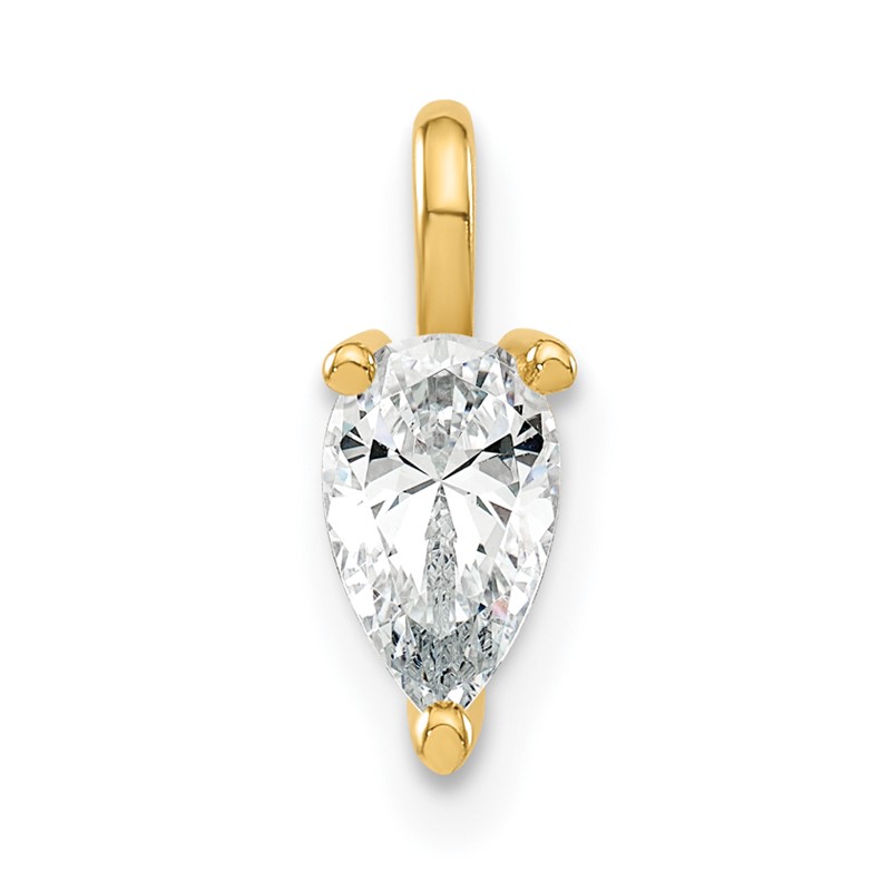 14K Lab Grown Diamond VS/SI+ G+ 6.25x4.2mm Pear Solitaire Pendant