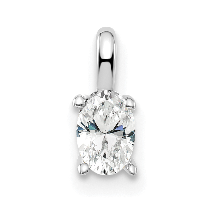 14k White Gold 1/3 carat Lab Grown Diamond VS/SI+ G+ Complete Oval Solitaire Pendant (PM8799-033-WLG)