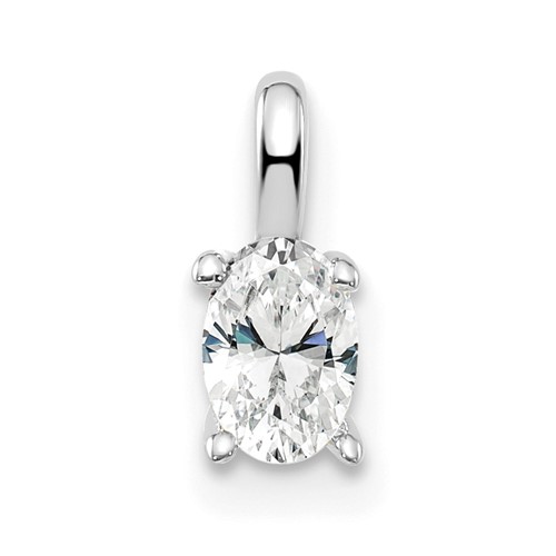 14K White Gold 0.33 Carat Lab Grown Diamond VS SI+ G+ Complete Oval Solitaire Pendant