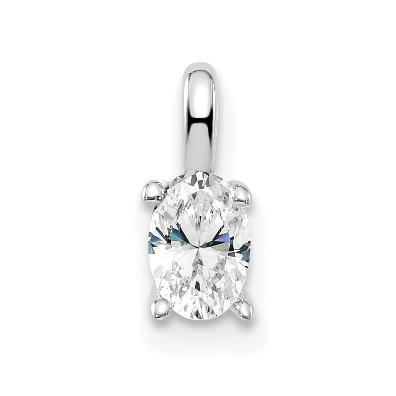 14k White Gold 1/3 carat Lab Grown Diamond VS/SI+ G+ Complete Oval Solitaire Pendant
