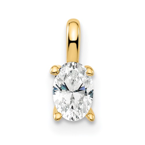 14K Yellow Gold 0.33 Carat Lab Grown Diamond VS SI+ G+ Complete Oval Solitaire Pendant