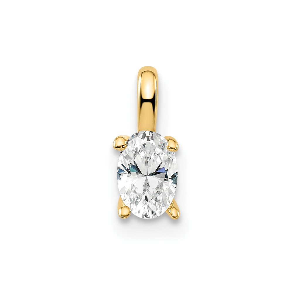 14ky 5.35x3.65mm Oval Lab Grown Diamond SI+, H+, Solitaire Pendant