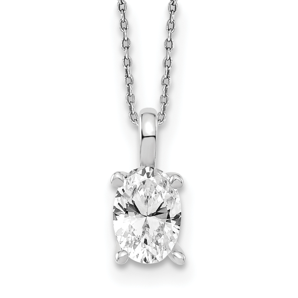 14kw 6.45x4.55mm Oval Lab Grown Diamond VS+ F+ Sol Pendant w/ chai (PM8799-050-WLD-18)