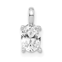 14K White Gold 0.50 Carat Lab Grown Diamond VS SI+ G+ Complete Oval Solitaire Pendant view 1