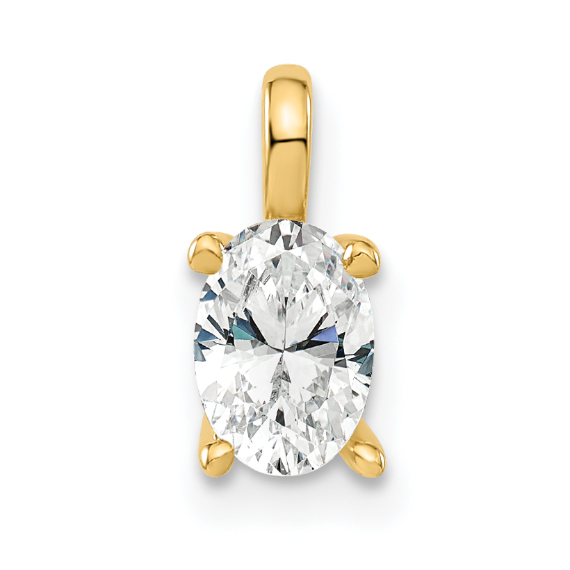 14k 1/2 carat Lab Grown Diamond VS/SI+ G+ Complete Oval Solitaire Pendant (PM8799-050-YLG)