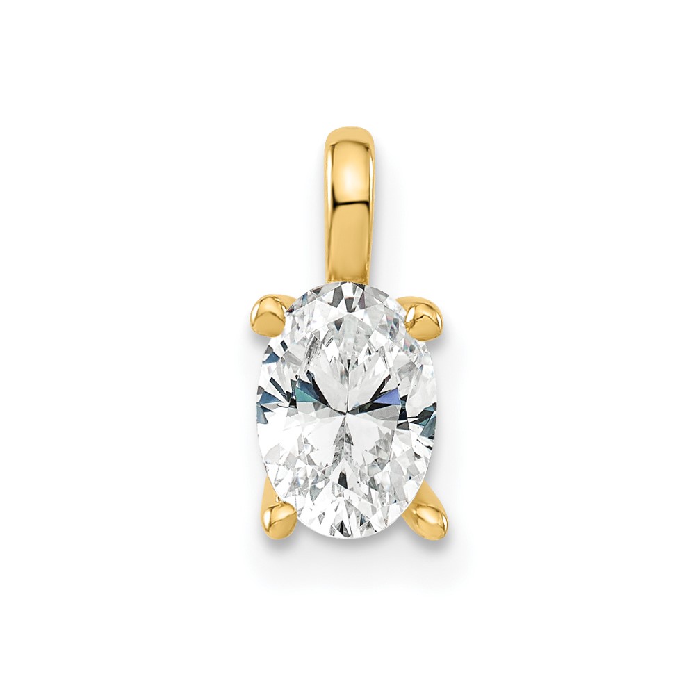 14k 1/2 carat Lab Grown Diamond VS/SI+ G+ Complete Oval Solitaire Pendant (PM8799-050-YLG)