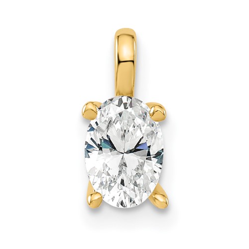 14K Yellow Gold 0.50 Carat Lab Grown Diamond VS SI+ G+ Complete Oval Solitaire Pendant