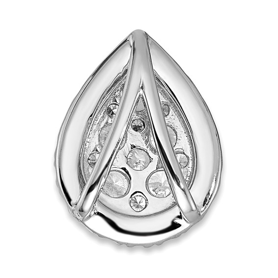 14k White Gold 5/8 carat Lab Grown Diamond VS/SI+ G+ Complete Teardrop Halo Chain Slide Pendant