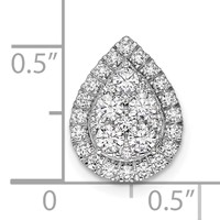 14K White Gold 0.62 Carat Lab Grown Diamond VS SI+ G+ Complete Teardrop Halo Chain Slide Pendant view 4