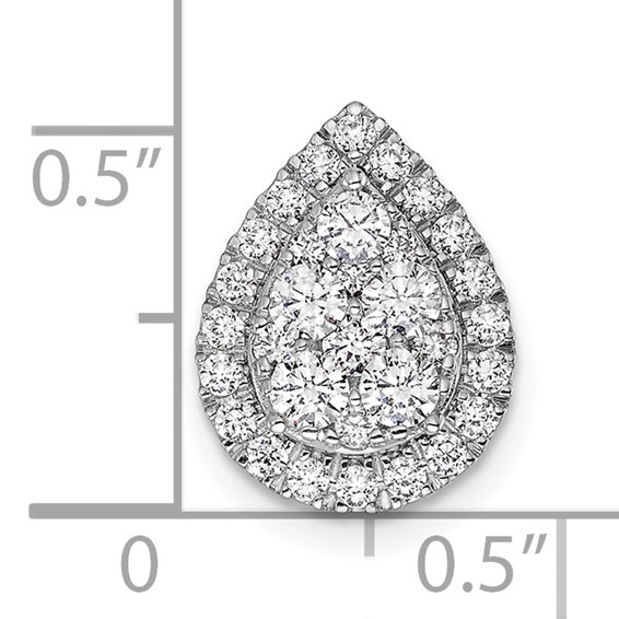 14k White Gold 5/8 carat Lab Grown Diamond VS/SI+ G+ Complete Teardrop Halo Chain Slide Pendant