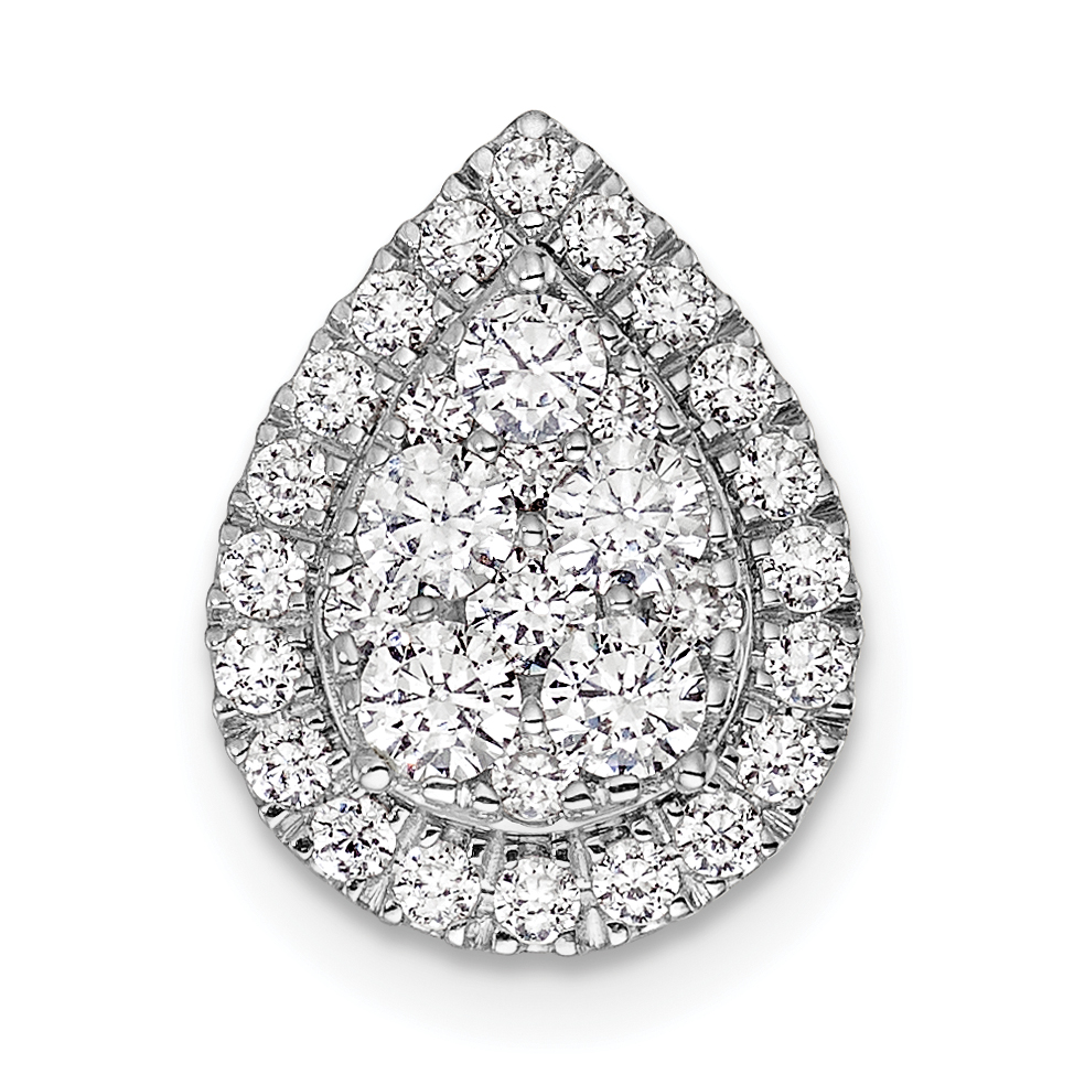 14k White Gold 5/8 carat Lab Grown Diamond VS/SI+ G+ Complete Teardrop Halo Chain Slide Pendant (PM8816-068-WLG)