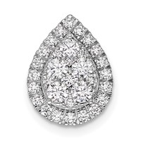14K White Gold 0.62 Carat Lab Grown Diamond VS SI+ G+ Complete Teardrop Halo Chain Slide Pendant view 1