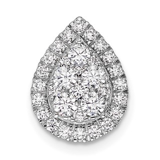 14k White Gold 5/8 carat Lab Grown Diamond VS/SI+ G+ Complete Teardrop Halo Chain Slide Pendant