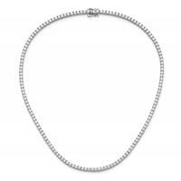 14K White Gold 10 Carat Certified Lab Grown Diamond VS+ F+ Complete Tennis Necklace, 16" view 3