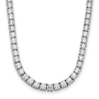 14K White Gold 10 Carat Certified Lab Grown Diamond VS+ F+ Complete Tennis Necklace, 16" view 1